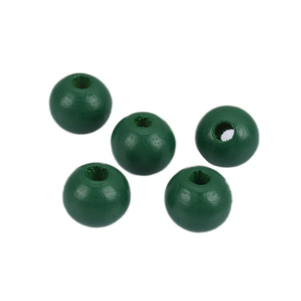 30 wooden beads green 12 mm